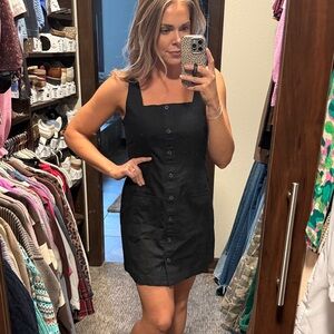Black Sleeveless Linen Blend Dress